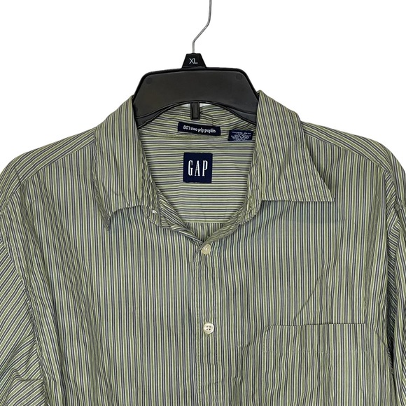 Gap 80's Two Ply Poplin Button Up Shirt Longsleeve Striped 100% Cotton Men Large - Picture 2 of 8